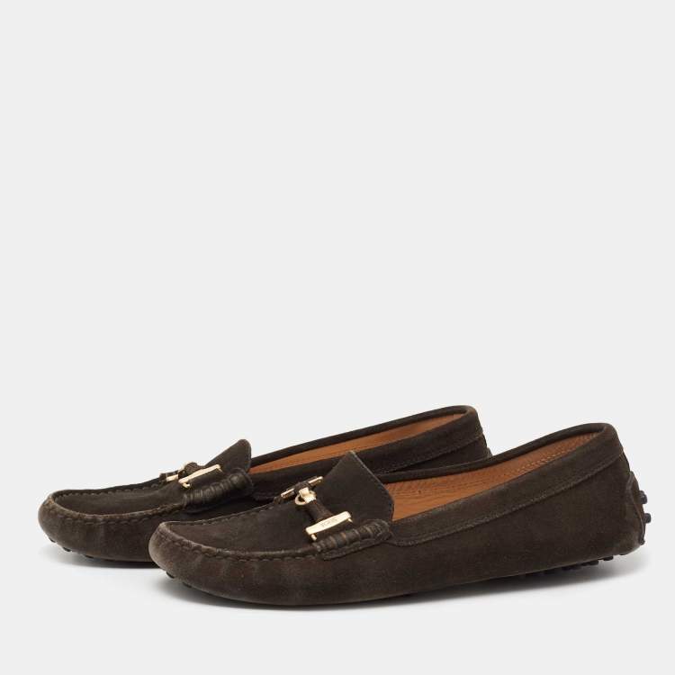 Pre Owned Tod's Brown Suede Slip On Loafers Size 37