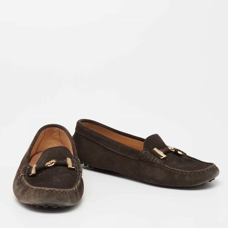 Pre Owned Tod's Brown Suede Slip On Loafers Size 37
