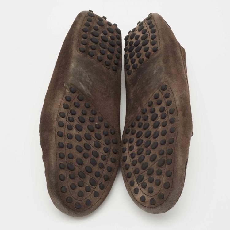 Pre Owned Tod's Brown Suede Slip On Loafers Size 37