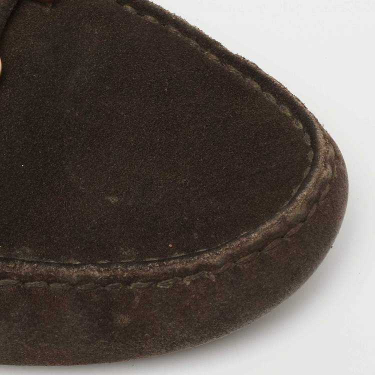 Pre Owned Tod's Brown Suede Slip On Loafers Size 37