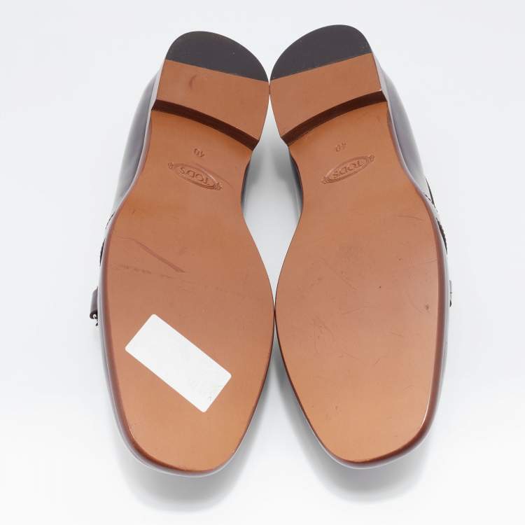 Pre Owned Tod's Two Tone Leather Double T Slip On Loafers Size 40