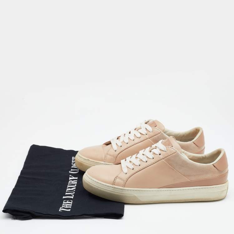 Pre Owned Tod's Beige Leather Low Top Sneakers Size 37