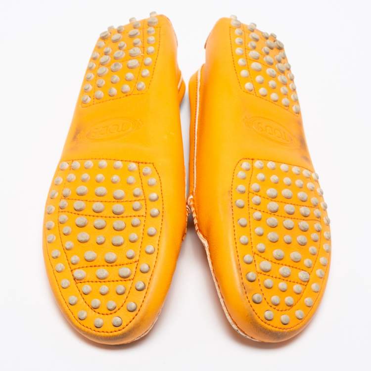 مملوكة مسبقًا Tod's Orange Leather Penny Slip On Loafers Size 39.5