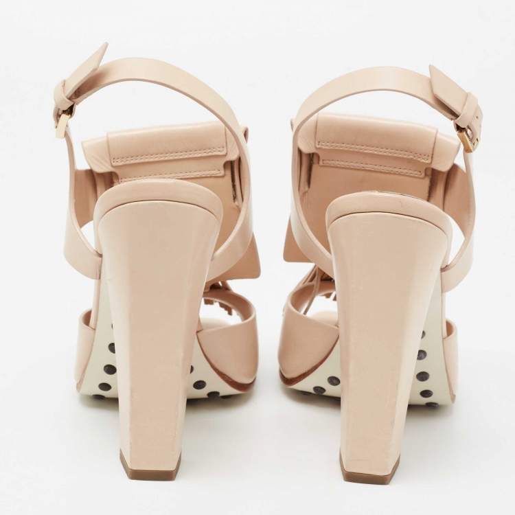 Pre Owned Tod's Beige Leather Fringe Detail Ankle Strap Sandals Size 39