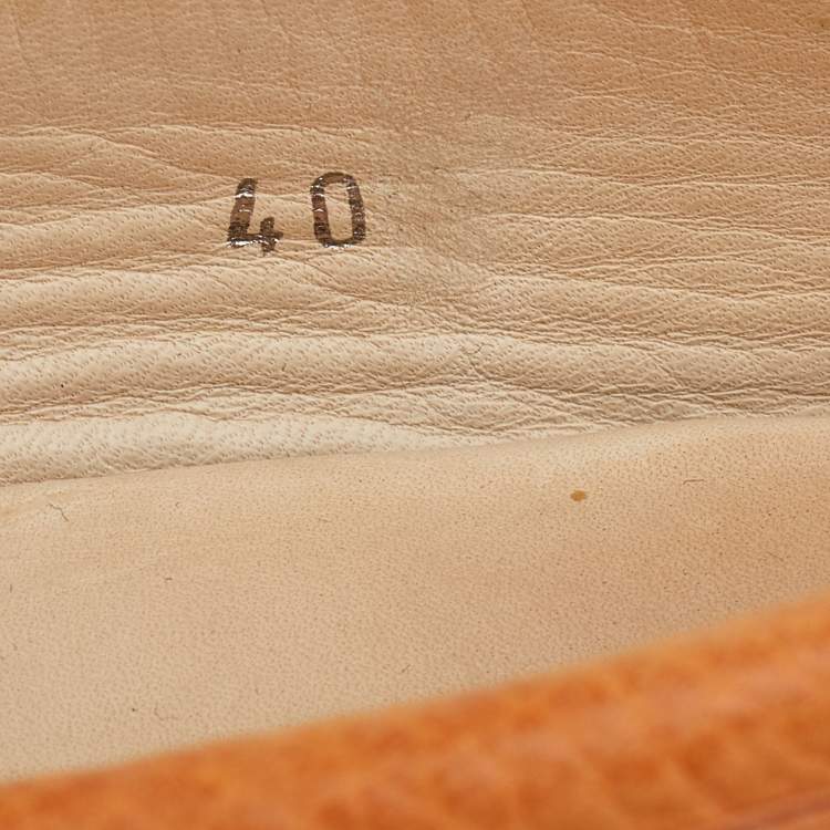 مملوكة مسبقًا Tod's Tan Leather Bow Driver Loafers Size 40