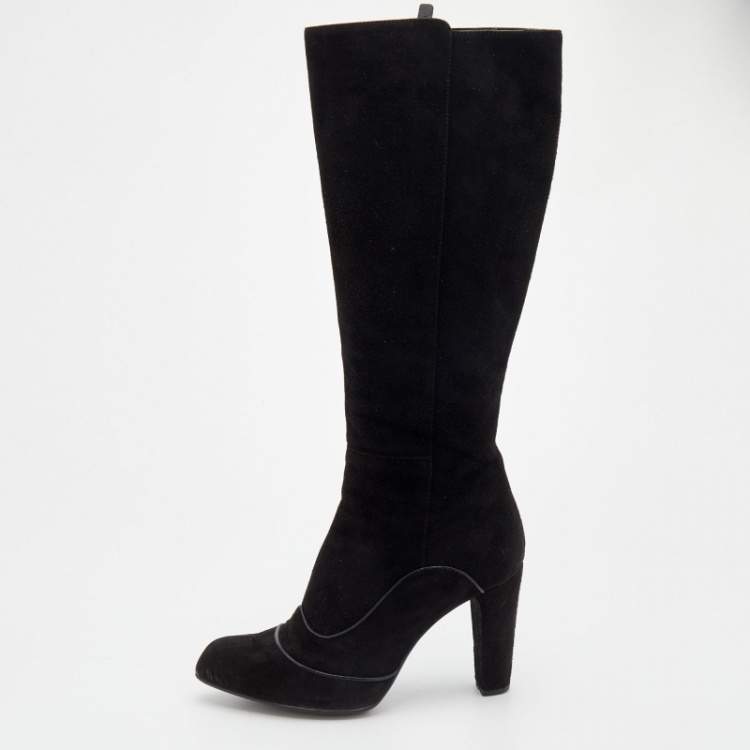 Pre Owned Tod's Black Suede Knee High Boots Size 37