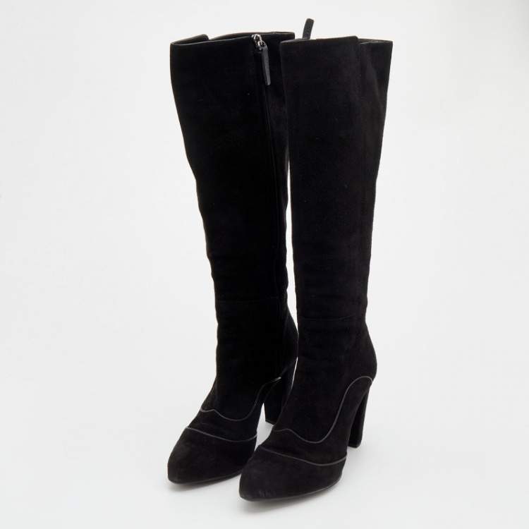 Pre Owned Tod's Black Suede Knee High Boots Size 37