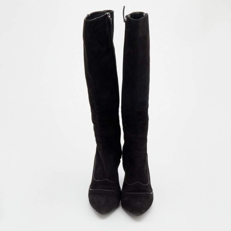 Pre Owned Tod's Black Suede Knee High Boots Size 37