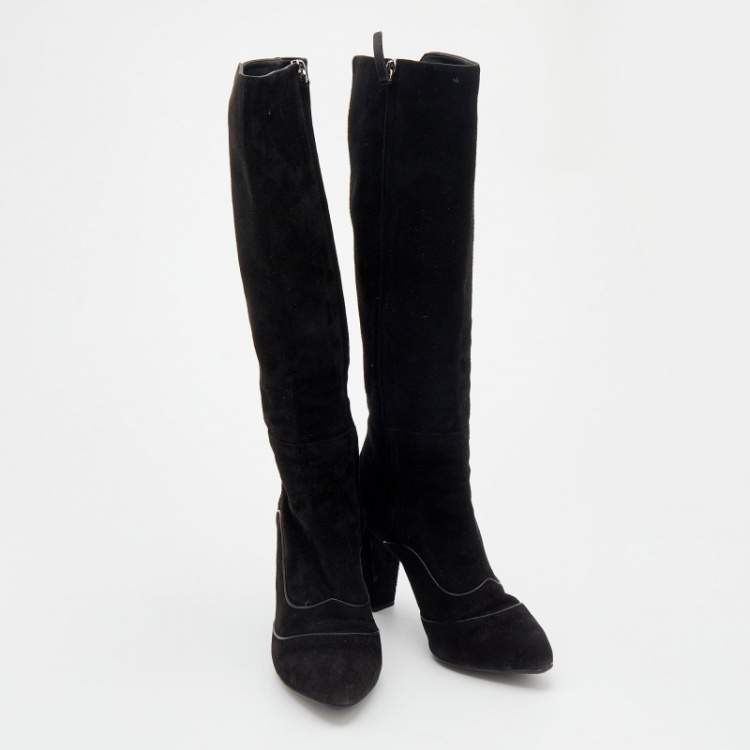 Pre Owned Tod's Black Suede Knee High Boots Size 37