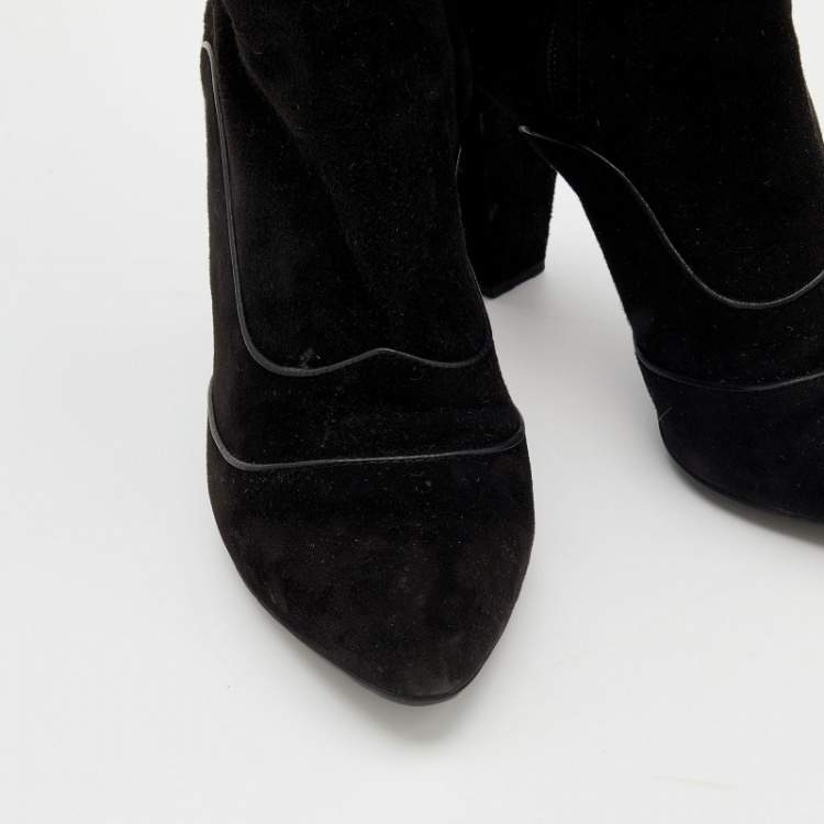 Pre Owned Tod's Black Suede Knee High Boots Size 37