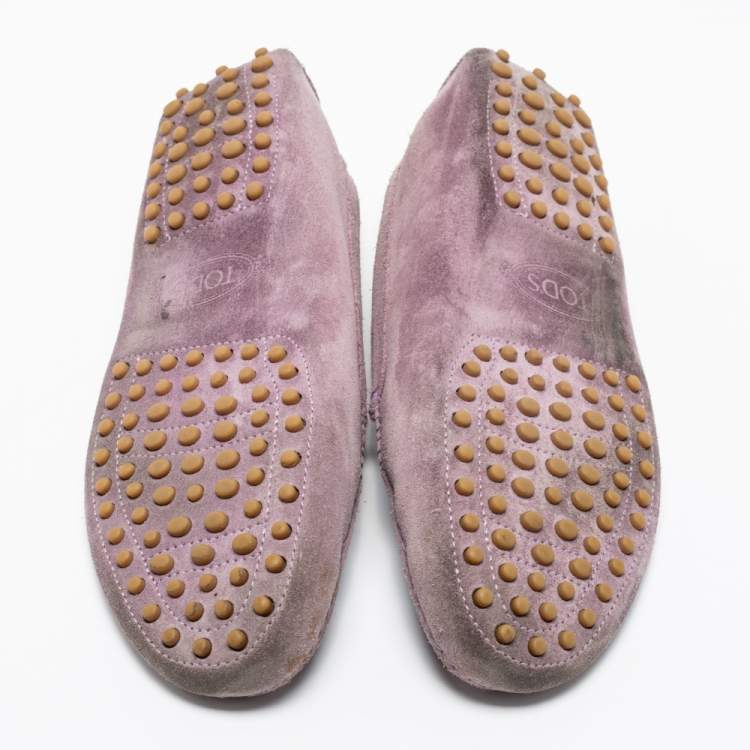 Pre Owned Tod's Lavender Suede Penny Driving Loafers Size 40