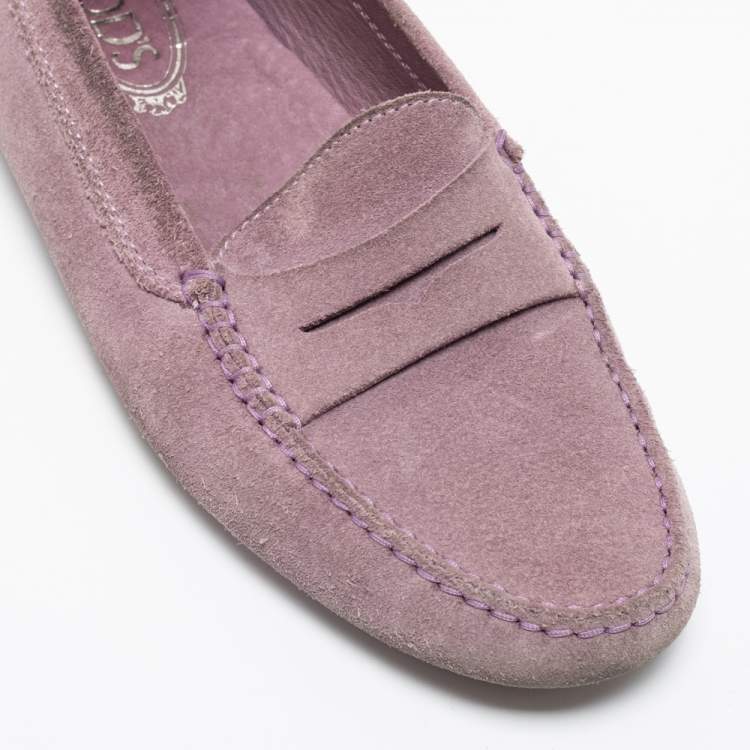 Pre Owned Tod's Lavender Suede Penny Driving Loafers Size 40