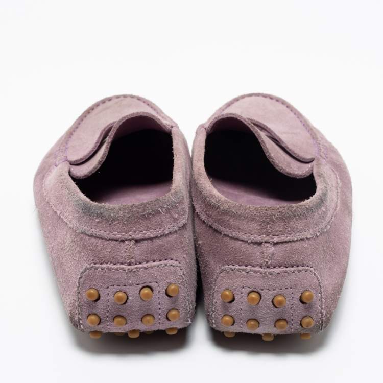 Pre Owned Tod's Lavender Suede Penny Driving Loafers Size 40
