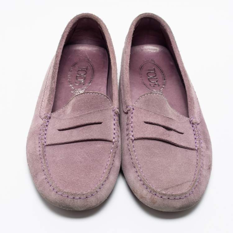 Pre Owned Tod's Lavender Suede Penny Driving Loafers Size 40