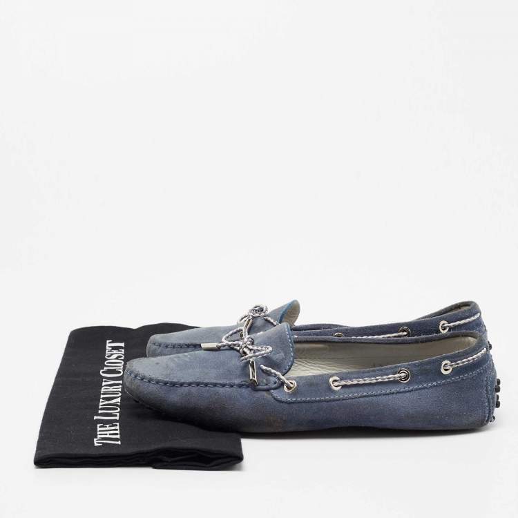 Pre Owned Tod's Blue Suede Gommini Driving Loafers Size 40
