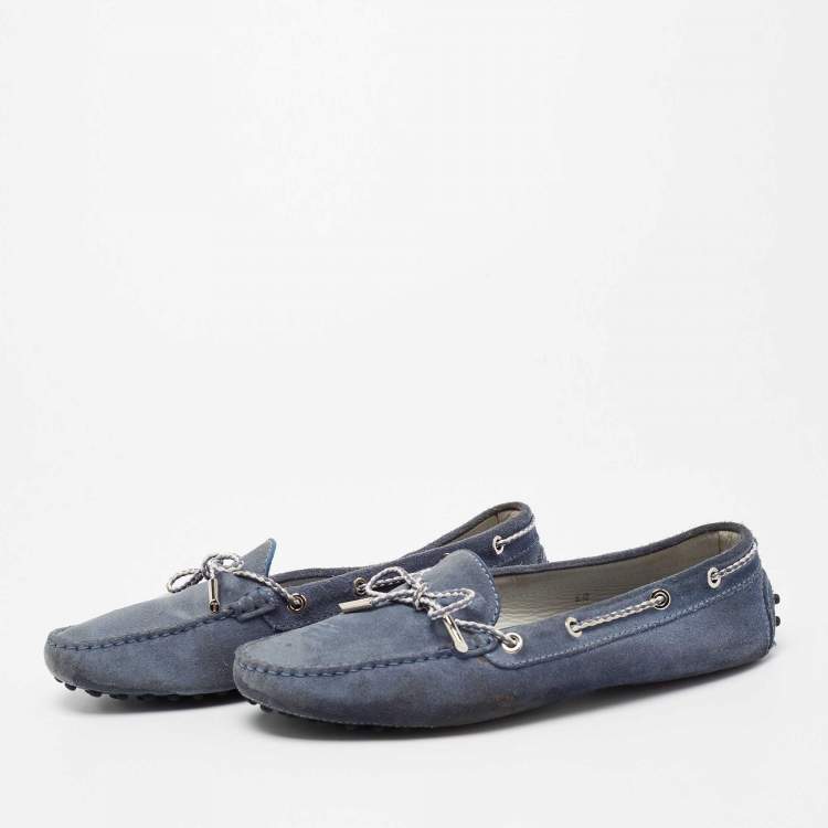 Pre Owned Tod's Blue Suede Gommini Driving Loafers Size 40