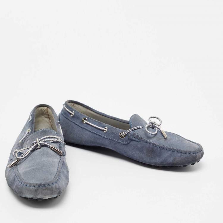 Pre Owned Tod's Blue Suede Gommini Driving Loafers Size 40