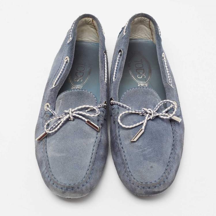 Pre Owned Tod's Blue Suede Gommini Driving Loafers Size 40