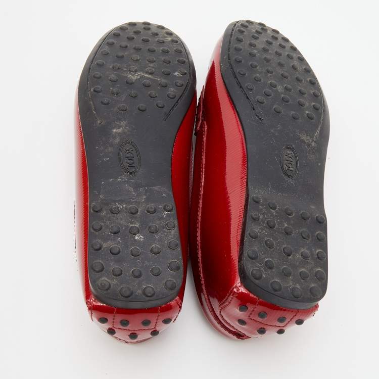 Pre Owned Tod's Red Patent Leather Penny Loafers Size 38