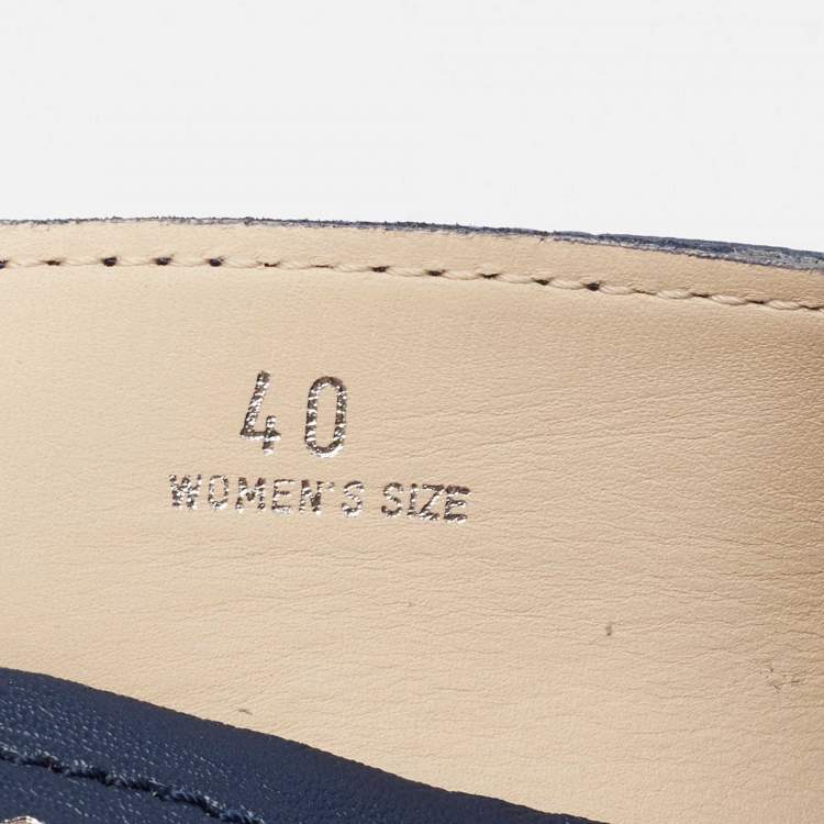 Pre Owned Tod's Blue Nubuck Leather Fringe Flat Mules Size 40