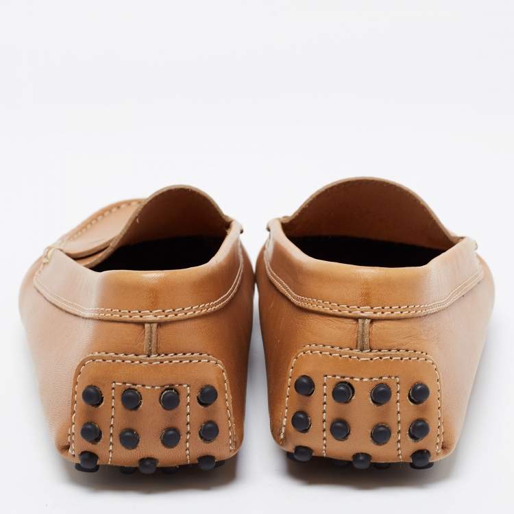 Pre Owned Tod's Tan Brown Leather Penny Loafers Size 37 