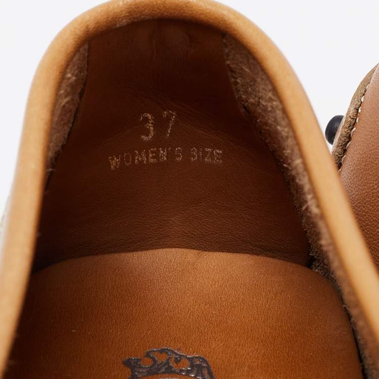 Pre Owned Tod's Tan Brown Leather Penny Loafers Size 37 