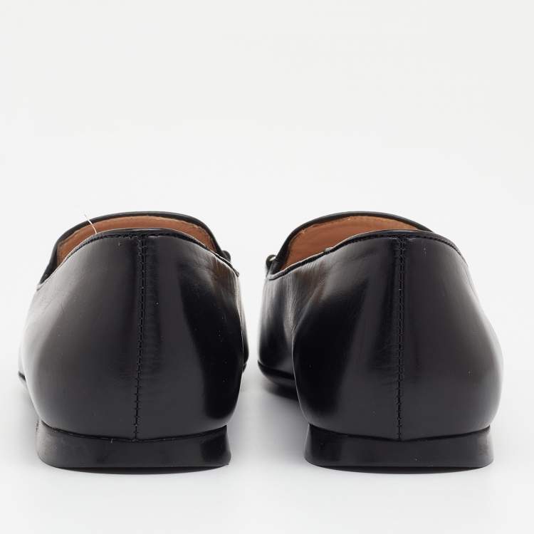 Pre Owned Tod's Black Leather Double T Smoking Slippers Size 36