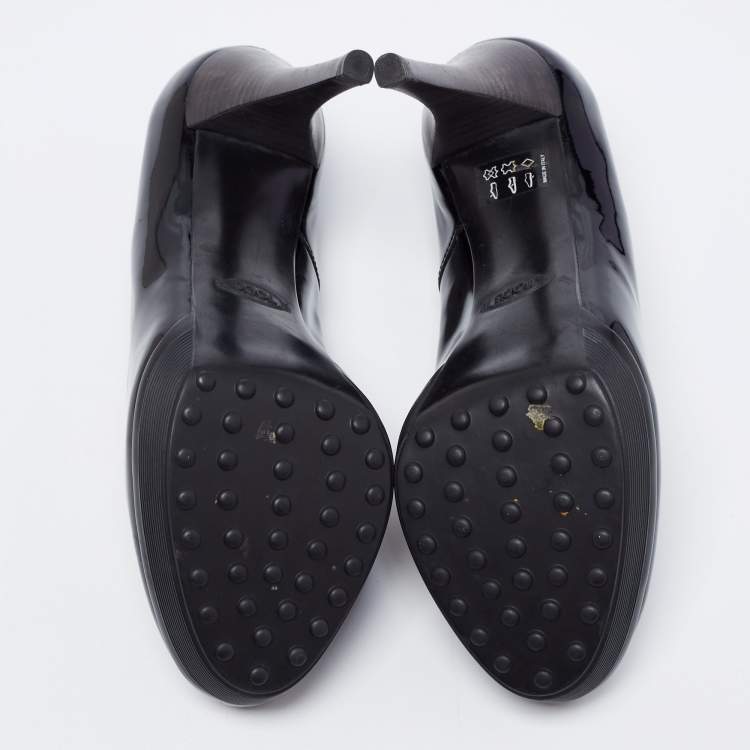 Pre Owned Tod's Black Patent Leather Peep Toe Pumps Size 36.5