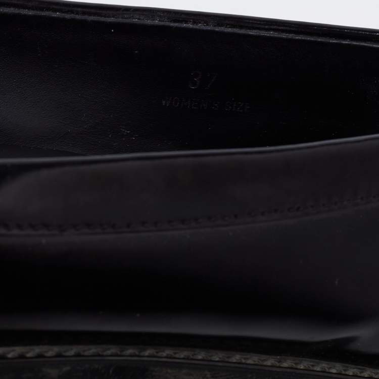 Pre Owned Tod's Black Patent Leather Tassel Bow Fringe Detail Loafers Size 37