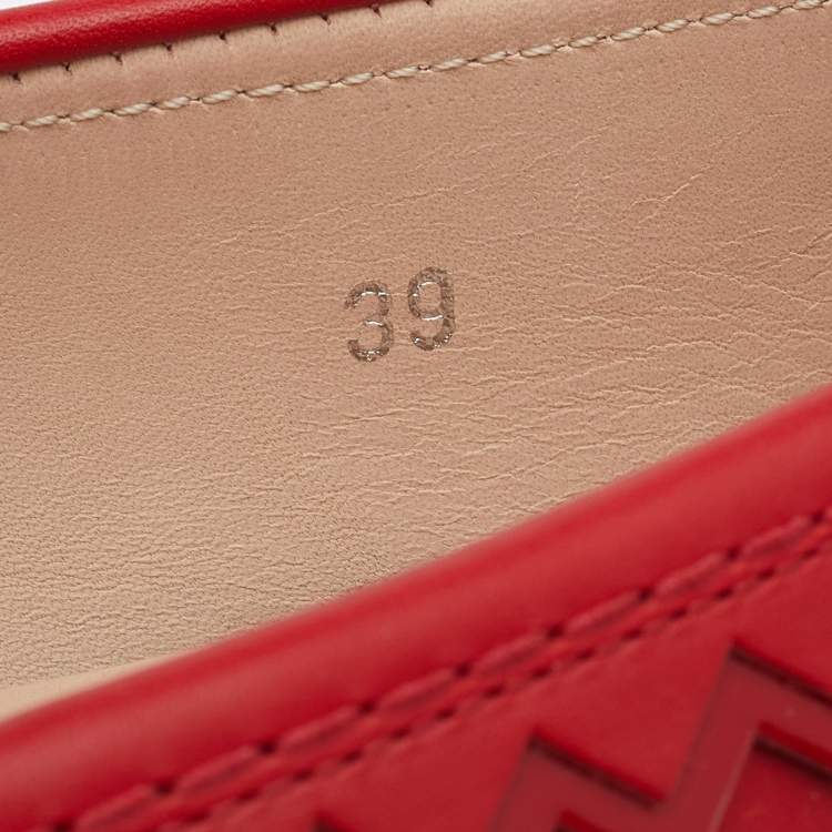 Pre Owned Tod's Red Leather Tassel Slip On Loafers Size 39