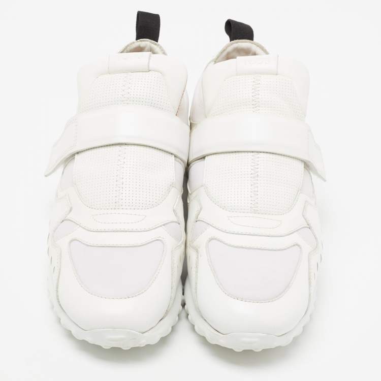 Pre Owned Tod's White Fabric And Leather Low Top Sneakers Size 40.5