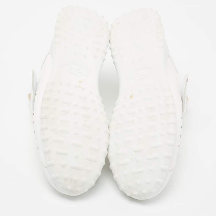 Pre Owned Tod's White Fabric And Leather Low Top Sneakers Size 40.5