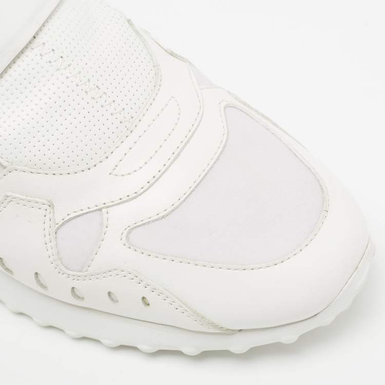 Pre Owned Tod's White Fabric And Leather Low Top Sneakers Size 40.5