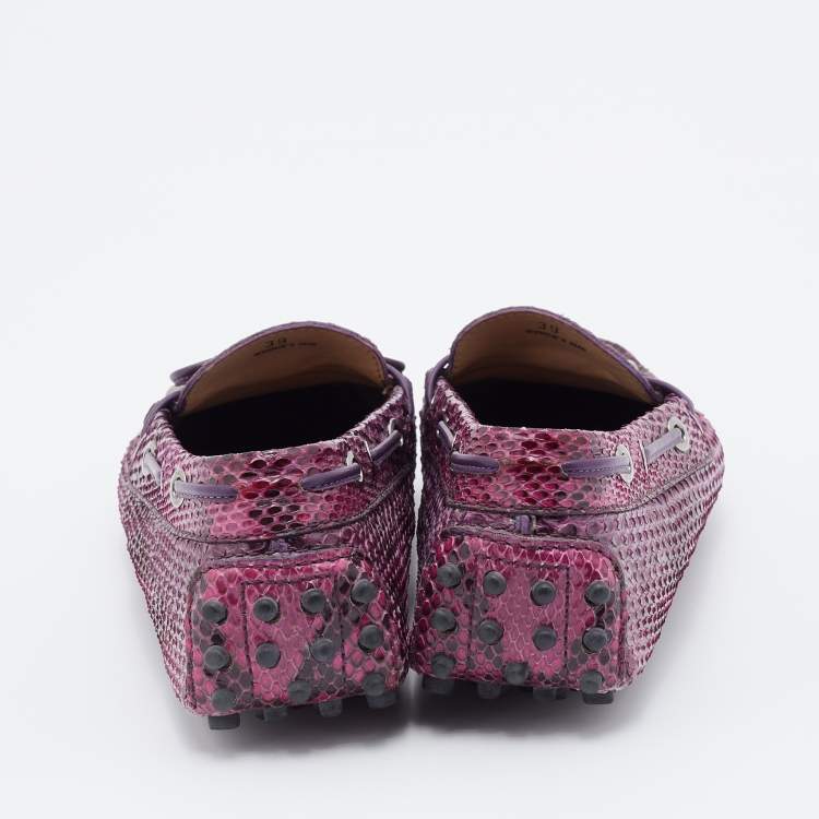 Pre Owned Tod's Multicolor Python Bow Slip On Loafers Size 39