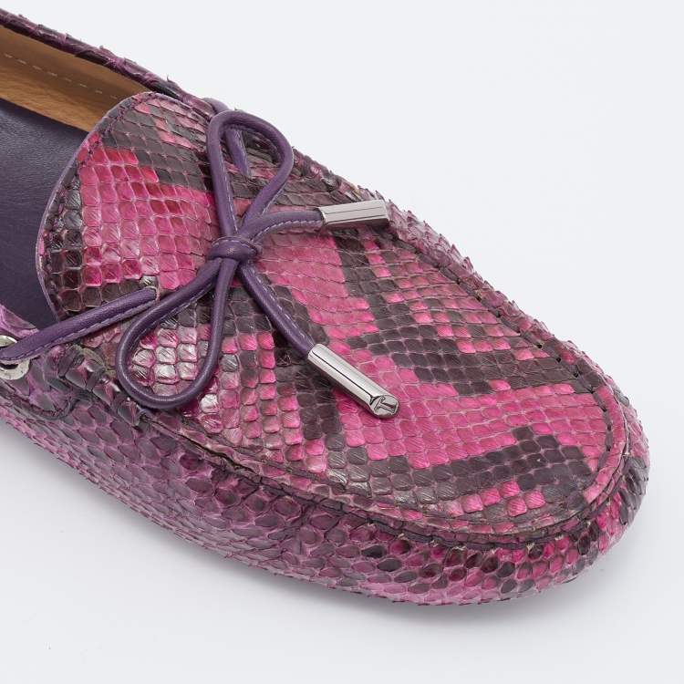 Pre Owned Tod's Multicolor Python Bow Slip On Loafers Size 39
