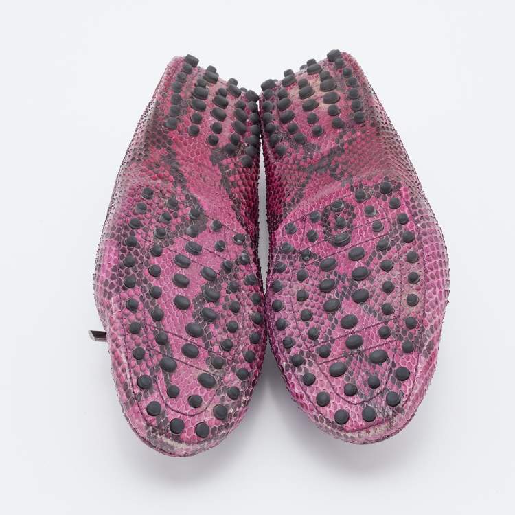 Pre Owned Tod's Multicolor Python Bow Slip On Loafers Size 39