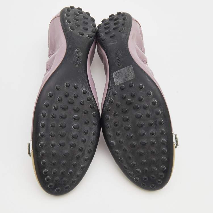 Pre Owned Tod's Multicolor Leather and Patent Leather Scrunch Ballet Flats Size 38.5