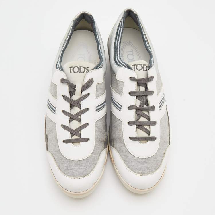 Pre Owned Tod's Multicolor Fabric/Leather, and Suede Low Top Sneakers Size 38.5