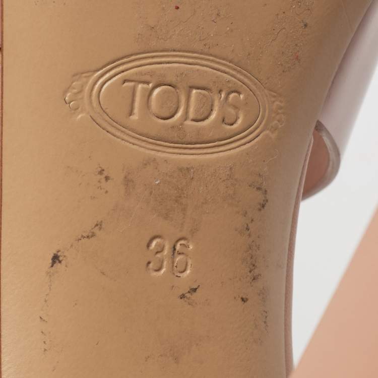 Pre Owned Tod's Beige Leather Criss Cross Open Toe Ankle Stap Sandals Size 36