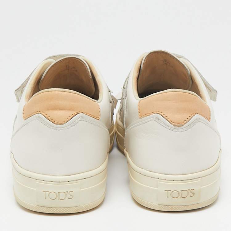 Pre Owned Tod's White Leather Fringe Detail Slip On Sneakers Size 39.5