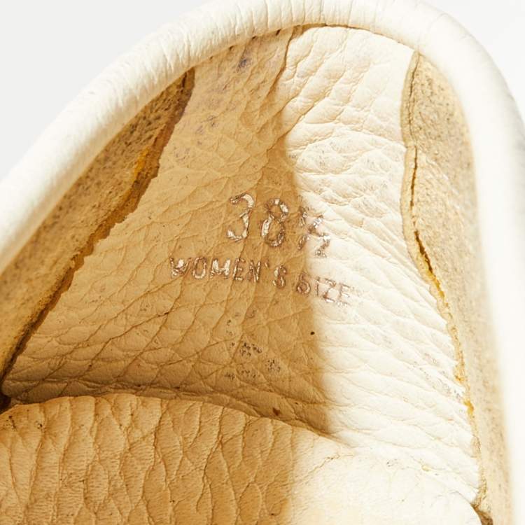 Pre Owned Tod's White Leather Penny Slip On Loafers Size 38.5