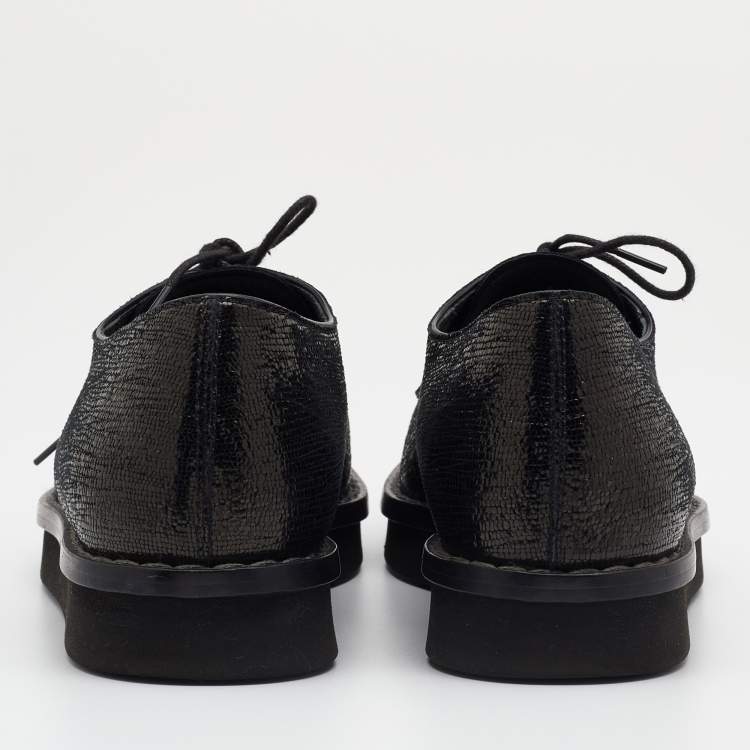 Pre Owned Tod's Black Textured Leather Lace Up Derby Size 40
