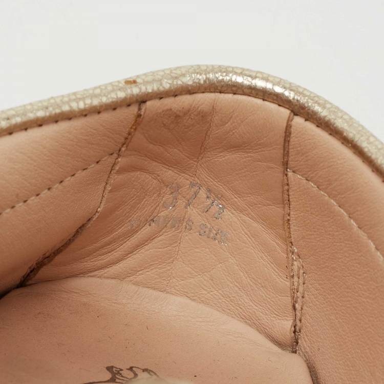 Pre Owned Tod's Gold Leather Tassel Bow And Fringe Driver Loafers Size 37.5