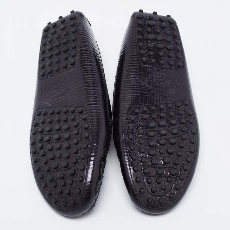Pre Owned Tod's Black Textured Leather Penny Loafers Size 37.5