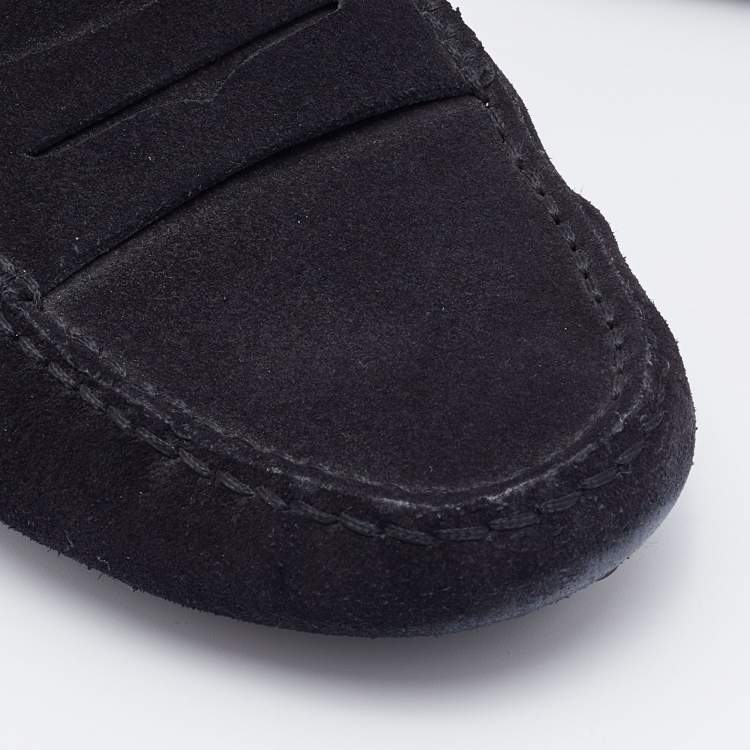 Pre Owned Tod's Black Suede Penny Slip On Loafers Size 36