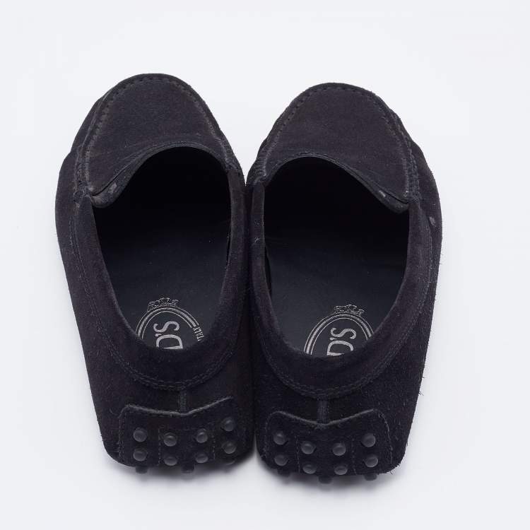 Pre Owned Tod's Black Suede Penny Slip On Loafers Size 36