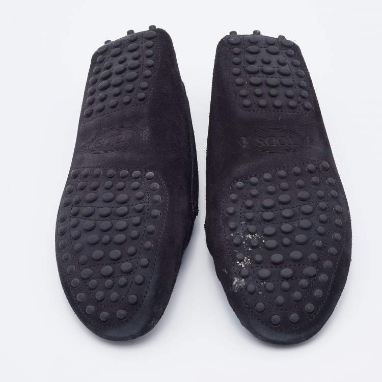 Pre Owned Tod's Black Suede Penny Slip On Loafers Size 36