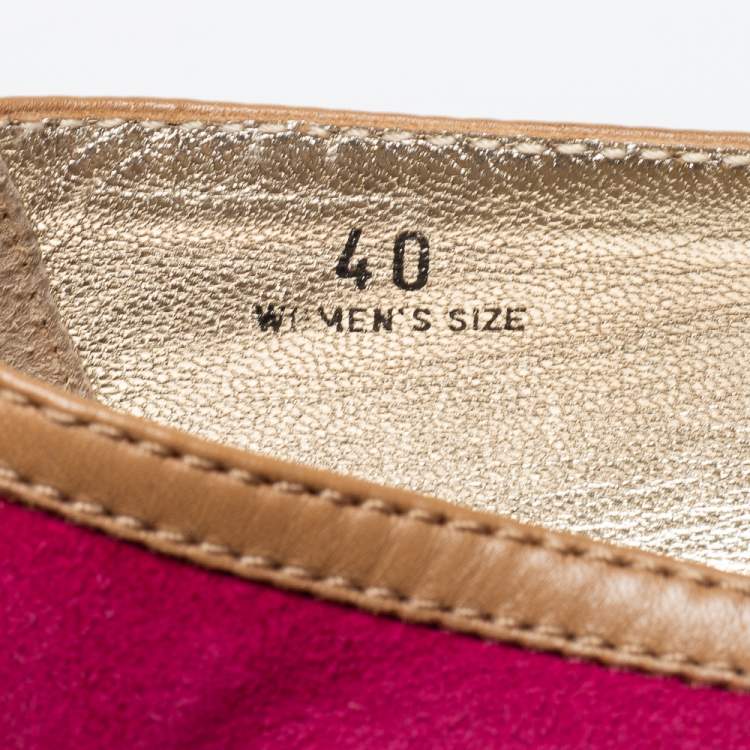 Pre Owned Tod's Pink/Brown Suede And Leather  Ballet Flats Size 40