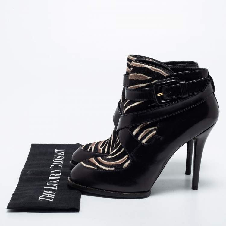 مملوكة مسبقًا Tod's Black Calf Hair and Leather Ankle Boots Size 37