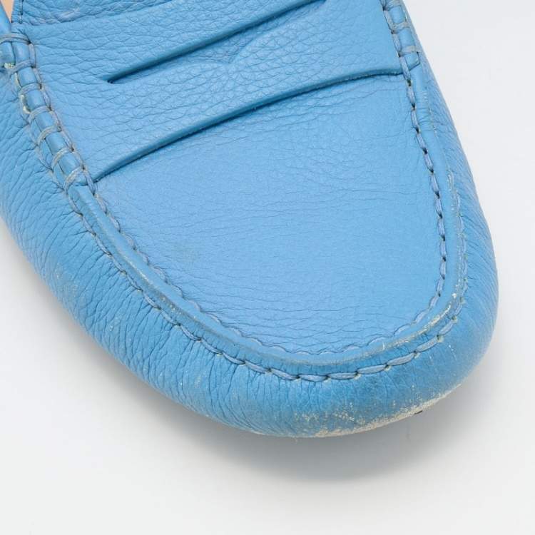 مملوكة مسبقًا Tod's Blue Leather Gommino Slip On Loafers Size 37.5